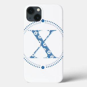 bloemalfabet X (blauw en stip) iPhone 13 Hoesje
