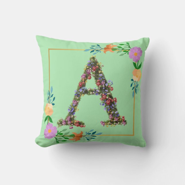 Bloemalphabet Letter A Kussen (Voorkant)