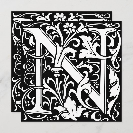 Bloemalphabet Monogram Letter N Morris (Voorkant / Achterkant)
