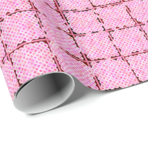 Bloembakkenpatroon, roze tinten cadeaupapier