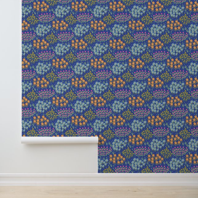 Bloembed Blauwe Behang (Applicatie)
