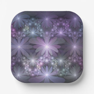 Bloembed Trendy Glanzende Abstracte Fractale Kunst Papieren Bordje