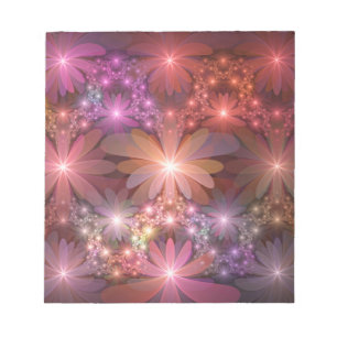Bloembed van bloemen Kleurrijke Glanzende Abstract Notitieblok