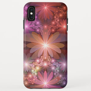 Bloembed van kleurrijke glanzende abstracte fracta iPhone XS max hoesje