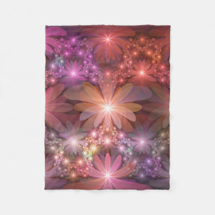 Bloembed van kleurrijke glanzende abstracte fracta fleece deken
