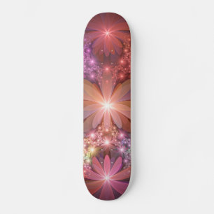 Bloembed van kleurrijke glanzende abstracte fracta skateboard