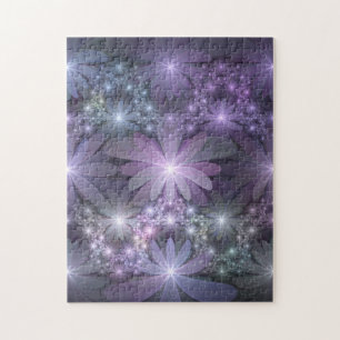 Bloembed van trendy glanzende abstracte fractal ku legpuzzel