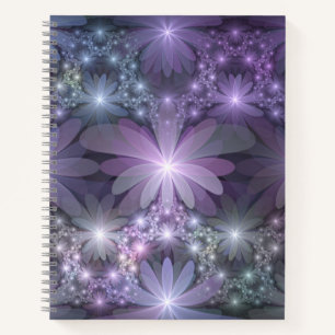 Bloembed van trendy glanzende abstracte fractal ku notitieboek