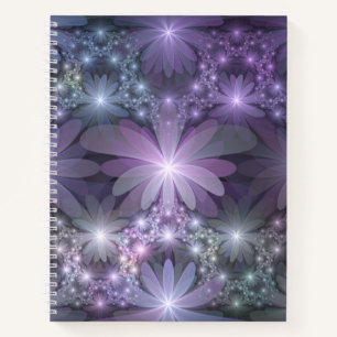Bloembed van trendy glanzende abstracte fractal ku notitieboek