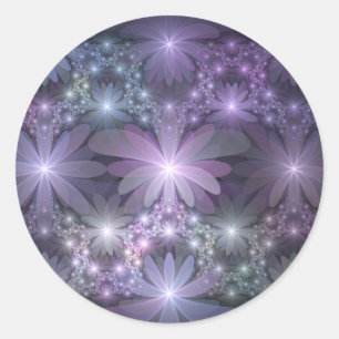 Bloembed van trendy glanzende abstracte fractal ku ronde sticker