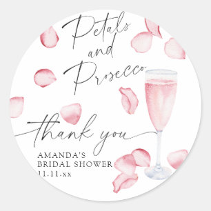 Bloemblaadjes en Prosecco - bedankt bruidsdouche Ronde Sticker