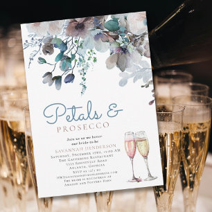 Bloemblaadjes en Prosecco Blue Vrijgezellenfeest Kaart