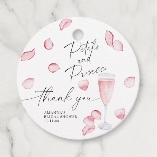 Bloemblaadjes en Prosecco - dank je bruidsfeest Bedankjes Labels (Voorkant)