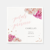 Bloemblaadjes en Prosecco Script Glitterende Bloem Servet (Voorkant)