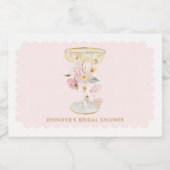 Bloemblaadjes en Prosecco Vrijgezellenfeest Champa Sparkling Wijnetiket (Enkel label)