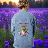 bloemblaadjes en Spint Schattigee kat en bloemen Denim Jacket