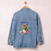 bloemblaadjes en Spint Schattigee kat en bloemen Denim Jacket (Hangar)