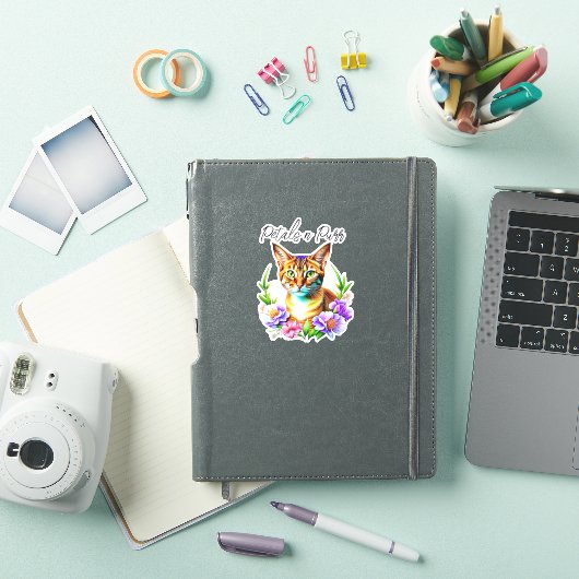 bloemblaadjes en Spint Schattigee kat en  bloemen Sticker (iPad Cover)