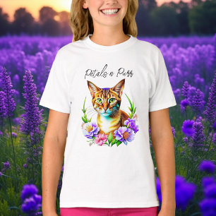 bloemblaadjes en Spint Schattigee kat en bloemen T-shirt