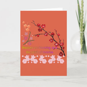 Bloemblaadjes in roze harmonie rood oranje kaart