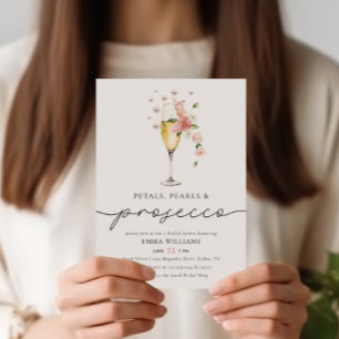 Bloemblaadjes Parels & Prosecco Wilde Bloemen Brui Kaart