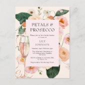 bloemblaadjes & Prosecco Bloemen Vrijgezellenfeest Uitnodiging Briefkaart (Voorkant)