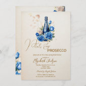 Bloemblaadjes & Prosecco Blue Rozen Champagne Kaart (Voorkant / Achterkant)