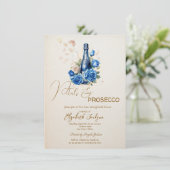 Bloemblaadjes & Prosecco Blue Rozen Champagne Kaart (Staand voorkant)