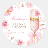 Bloemblaadjes Prosecco Bruidsdouche Sticker (Voorkant)