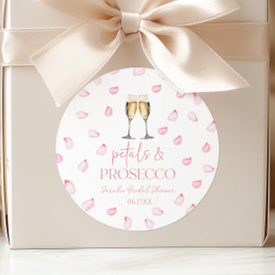 Bloemblaadjes & Prosecco Champagne Bruidsdiner Ronde Sticker