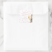 Bloemblaadjes & Prosecco Mimosa Champagne Bruidsfe Vierkante Sticker (Tas)