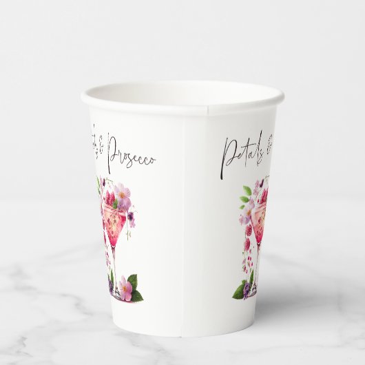 Bloemblaadjes & Prosecco Roze Roze Bloemrijke Brui Papieren Bekers (Rechts)