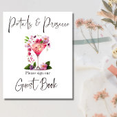 Bloemblaadjes & Prosecco Roze Roze Bruiloft Gast Poster