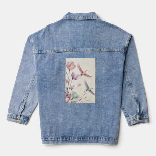 Bloemblaadjes veranderen in vogels denim jacket