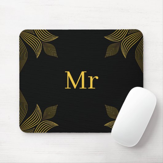 bloemblad met gouden lijn muismat (Met muis)