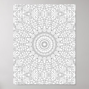 Bloemblad Mozaïek Mandala Kleurplaat Ontwerp Poster