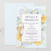 Bloembladeren & Prosecco Modern Floral Vrijgezelle Kaart (Voorkant / Achterkant)