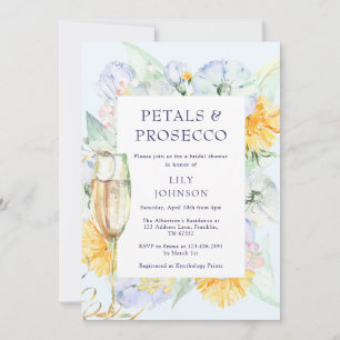 Bloembladeren & Prosecco Modern Floral Vrijgezelle Kaart