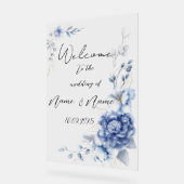 Bloemblauw acryl bruiloft teken acryl bord (Hoek)