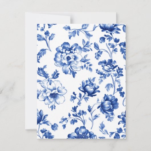 Bloemblauw delftware  stijl save the date (Achterkant)