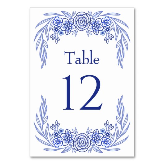 Bloemblauw Franse bruiloft Kaart (Voorkant)