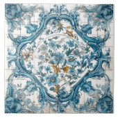 Bloemblauw handgemaakte Tegels Tegeltje (Voorkant)