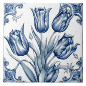 Bloemblauw Indigo Azulejo Tegels Tegeltje (Voorkant)