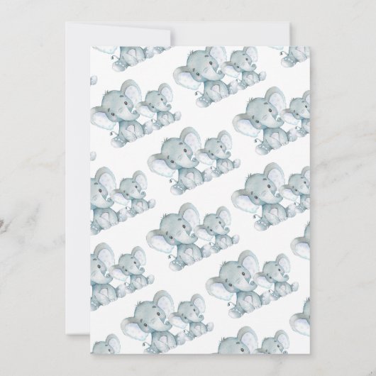 Bloemblauw Oh Boy Elephant Baby shower Kaart (Achterkant)