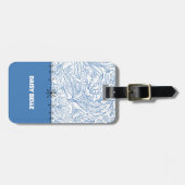 Bloemblauw & wit Bagagelabel (Voorkant horizontaal)