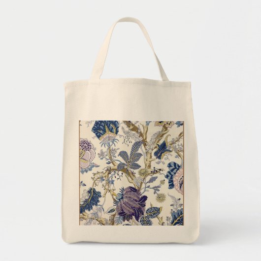 Bloemblauw Wit Decoratieve Canvas tas (Voorkant)