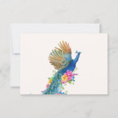 Bloemblauwe pauw vogel RSVP kaart (Achterkant)