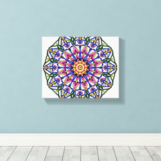 Bloembloei Mandala Canvas Afdruk (Insitu (Houten vloer))