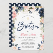 Bloembloemen floral Baptisme-uitnodiging voor de m Kaart (Voorkant / Achterkant)