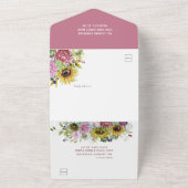 Bloembloemen zonnebloemen Peonies Weddenschap All In One Uitnodiging (Buitenkant)